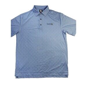 FJ FootJoy Polo Shirt Mens Blue Golf Shirt Timber Greens  Florida Geometric Lg